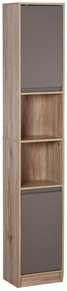 Mobile a Colonna per Bagno in Legno 30x24x170 cm Grigio e Rovere