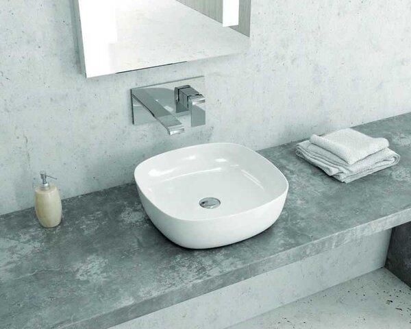 Kamalu lavandino da appoggio piccolo in ceramica bianca | litos-0375