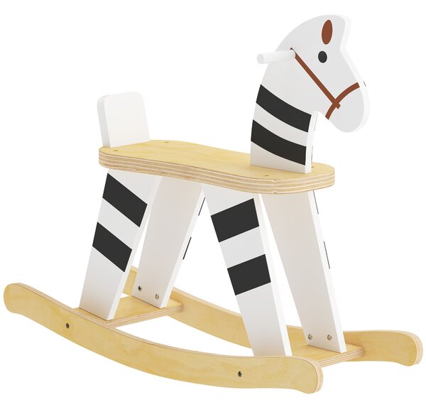 Cavallo a Dondolo per Bambini 1,5-3 Anni 68x26x53 cm con Base Larga in Legno MDF e Multistrato Multicolore