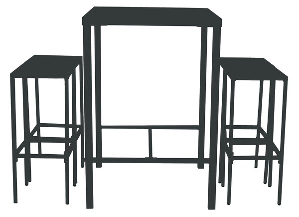 Set Bar Tavolo Alto e 4 Sgabelli da Giardino in Metallo Utility Snack Grigio