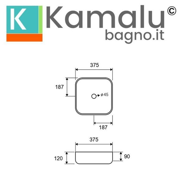 Kamalu lavandino da appoggio piccolo in ceramica bianca | litos-0375