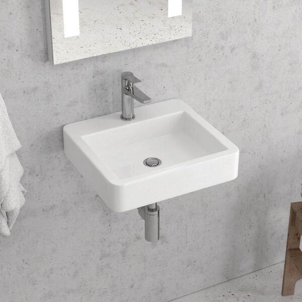Kamalu lavandino bagno design piccolo 45cm in ceramica bianca |litos-540