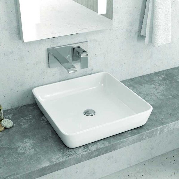 Kamalu lavabo bagno quadrato in ceramica bianca lucida | litos-p105