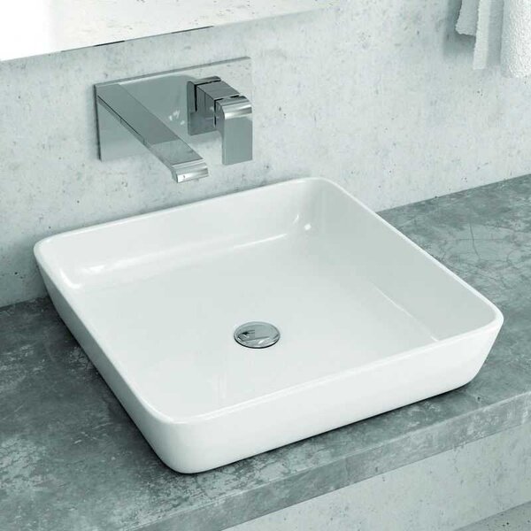 Kamalu lavabo bagno quadrato in ceramica bianca lucida | litos-p105