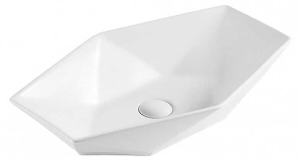 Kamalu lavabo da appoggio 57cm design esagonale bianco | litos-k57