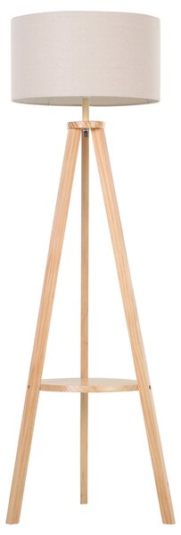 Lampada da Terra Tripode in Legno e Lino con Interruttore a Pedale Altezza 154 cm