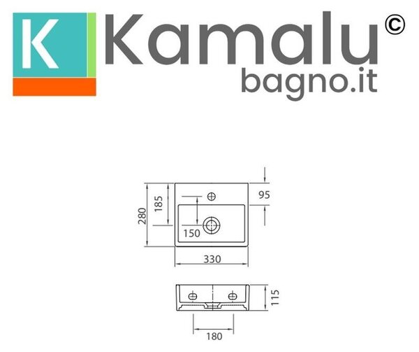 Kamalu mini lavabo bagno in ceramica bianca lucida | litos-df35