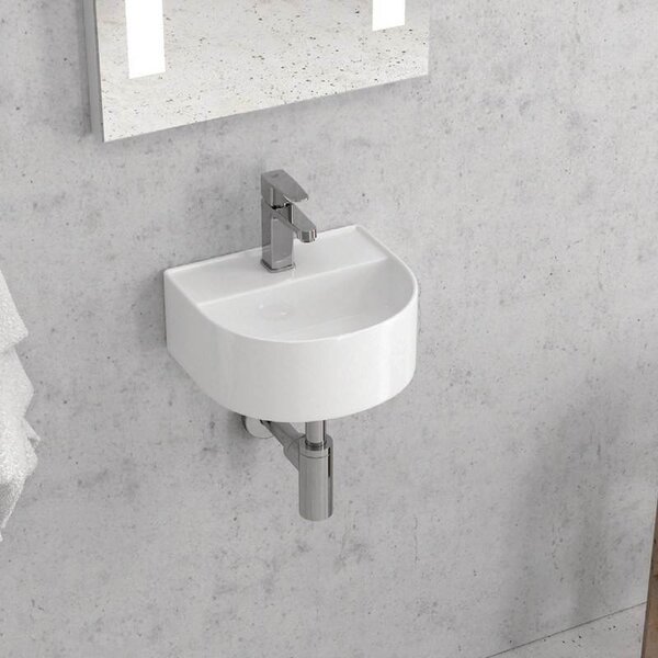 Kamalu mini lavabo design semicircolare in ceramica bianca | litos-mk62