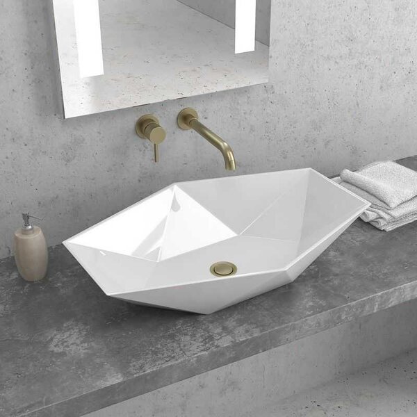 Kamalu lavabo da appoggio 64cm esagonale bianco | litos-k64