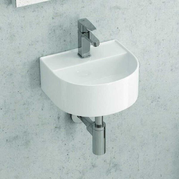 Kamalu mini lavabo design semicircolare in ceramica bianca | litos-mk62