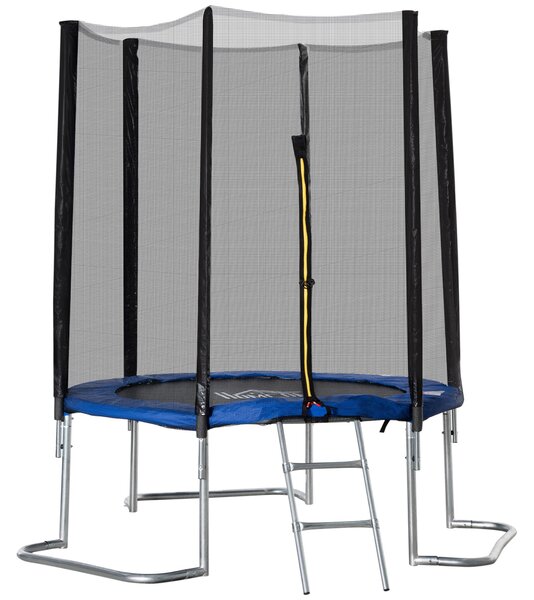 Trampolino Tappeto Elastico per Adulti Ø223x230 cm in con Rete di Sicurezza Blu