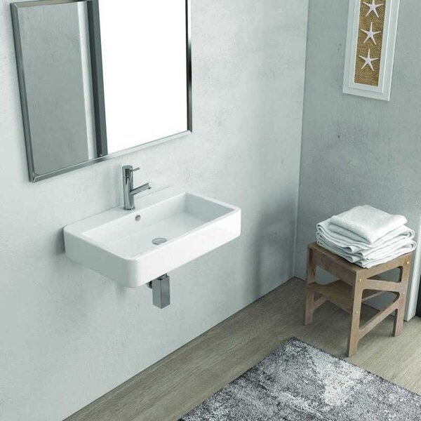 Kamalu lavabo bagno sospeso 60 cm in ceramica bianca | litos-cn60