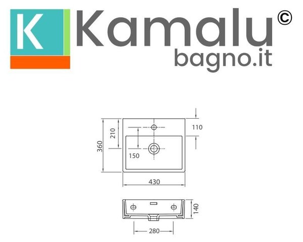 Kamalu lavandino bagno piccolo in ceramica bianca istallazione a muro | litos-df45