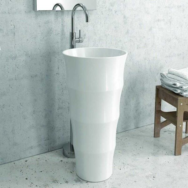Kamalu lavabo da terra freestanding design cilindrico bianco | litos-l42