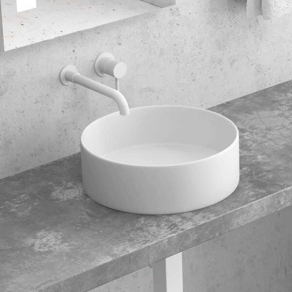 Kamalu lavabo tondo colore bianco opaco 35cm | litos-kbm350