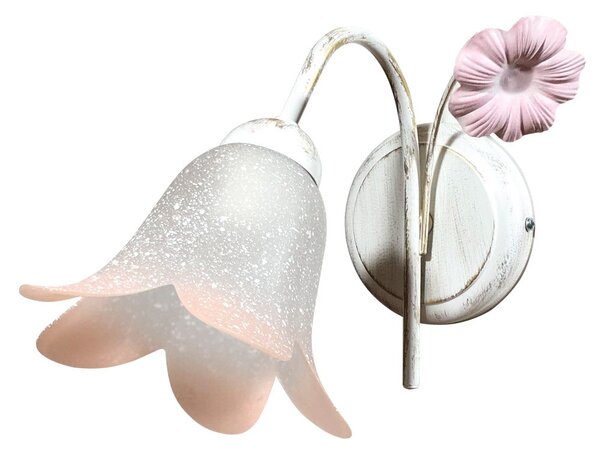 Applique 1xE14 Montatura Bianco Oro Vetro Ss Bianco Sfumato Rosa E-Energy Vera