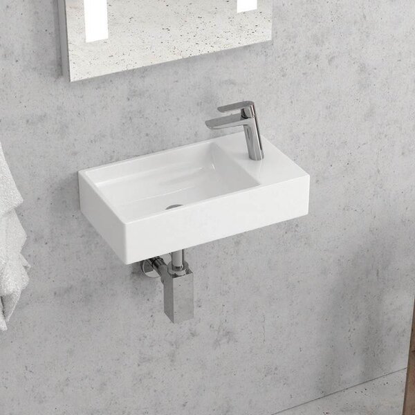 Kamalu lavabo bagno piccolo 46 cm con design foro miscelatore a destra | litos-s50