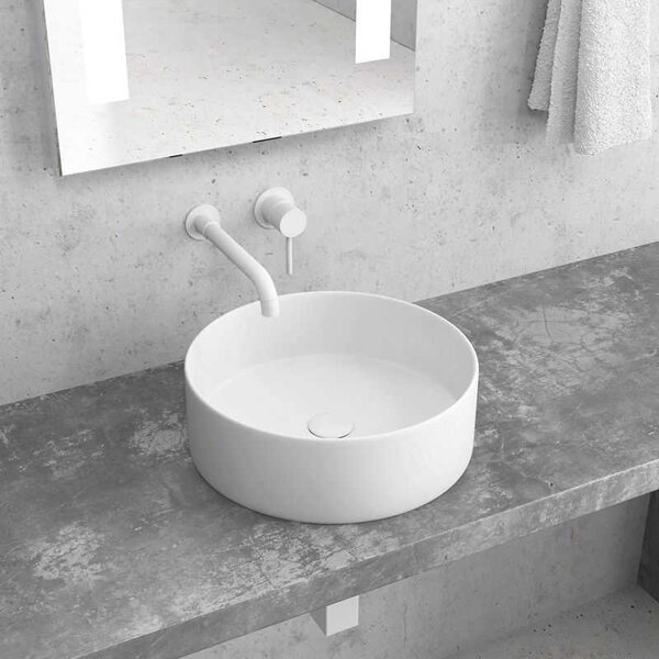 Kamalu lavabo tondo colore bianco opaco 35cm | litos-kbm350