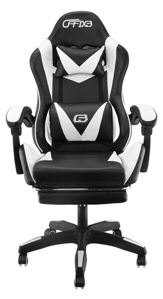 Sedia Gaming con Poggiapiedi in Similpelle Bianco