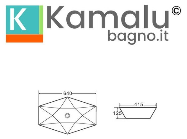 Kamalu lavabo da appoggio 64cm esagonale bianco | litos-k64