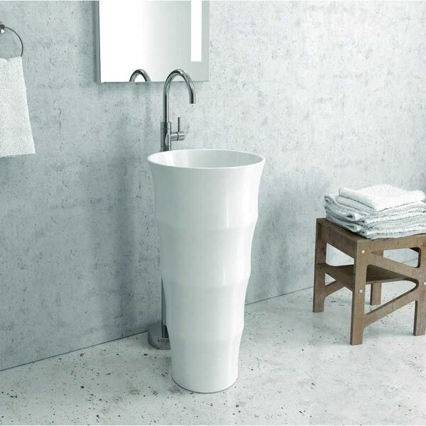 Kamalu lavabo da terra freestanding design cilindrico bianco | litos-l42