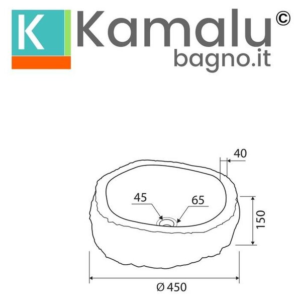 Kamalu lavabo da appoggio in onice puro 40-45 cm | litos-onyx