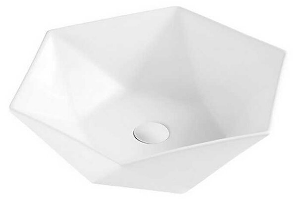 Kamalu lavabo da appoggio 45cm forma esagonale bianca | litos-k45