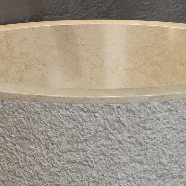 Kamalu lavabo da appoggio rotondo in marmo crema 40cm | litos-tc40