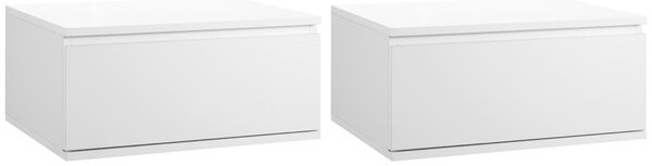 HOMCOM Set 2 Comodini Sospesi Salvaspazio con Cassetto in Legno e MDF, Comodini Sospesi Camera da Letto, 49x38x23 cm, Bianco | Aosom Italy