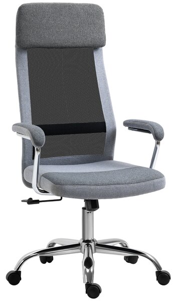 Vinsetto Sedia da Ufficio Ergonomica Girevole con spessa imbottitura e rivestimento in tessuto, Altezza Regolabile e Dondolamento,Grigio| Aosom Italy