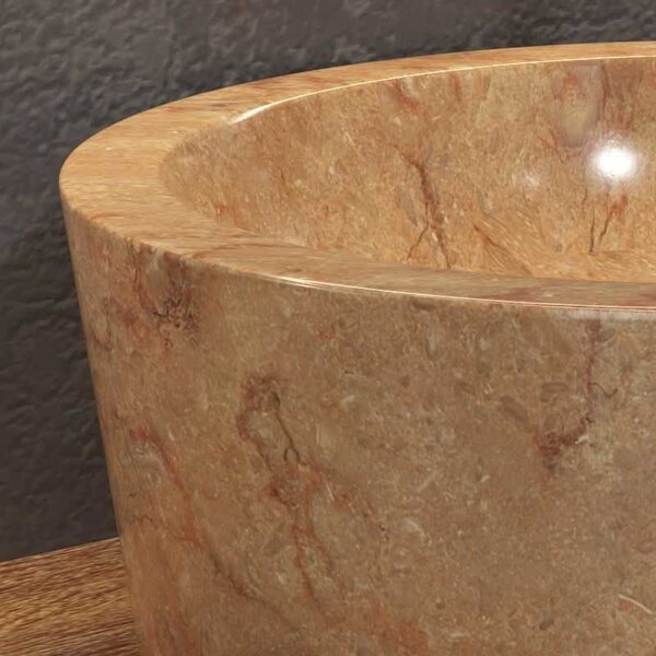 Lavabo design rotondo in marmo rosso diametro 40cm | Litos-TR40 - KAMALU