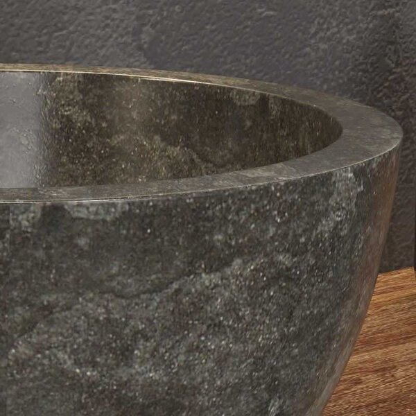 Kamalu lavabo bagno da appoggio in marmo grigio 40cm | litos-lg40