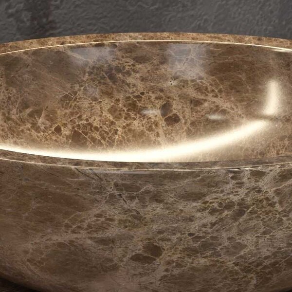 Kamalu lavabo bagno da appoggio in marmo grigio/marrone 40cm | litos-eg40