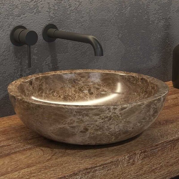 Kamalu lavabo bagno da appoggio in marmo grigio/marrone 40cm | litos-eg40