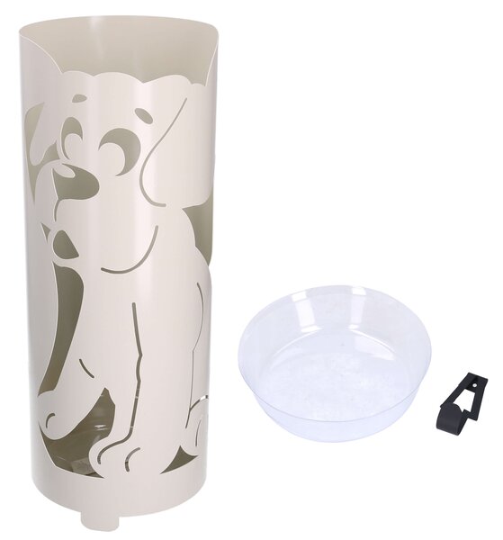 Portaombrelli in metallo crema cane tondo cm Ø19xh49