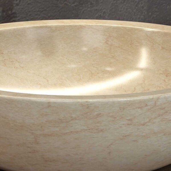 Kamalu lavabo bagno da appoggio in marmo crema 40cm | litos-ec40