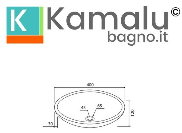 Kamalu lavabo bagno da appoggio in marmo crema 40cm | litos-ec40