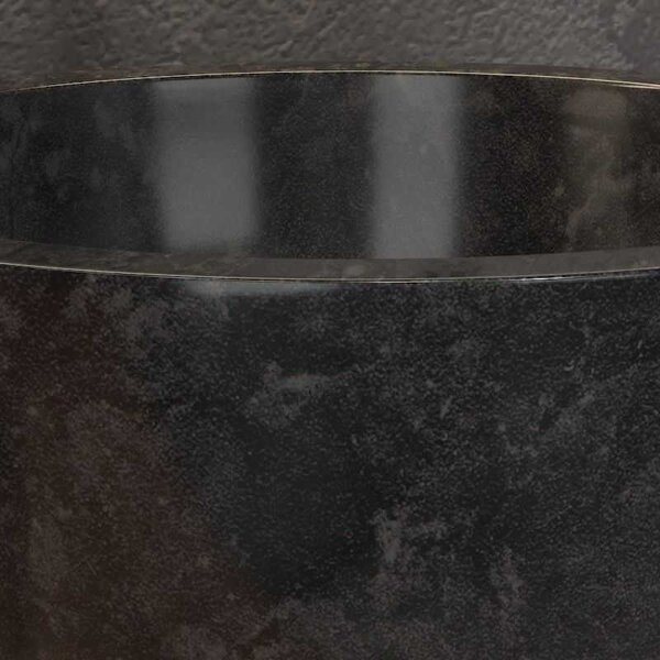 Kamalu lavabo bagno design a ciotola in marmo nero 40cm | litos-ln40