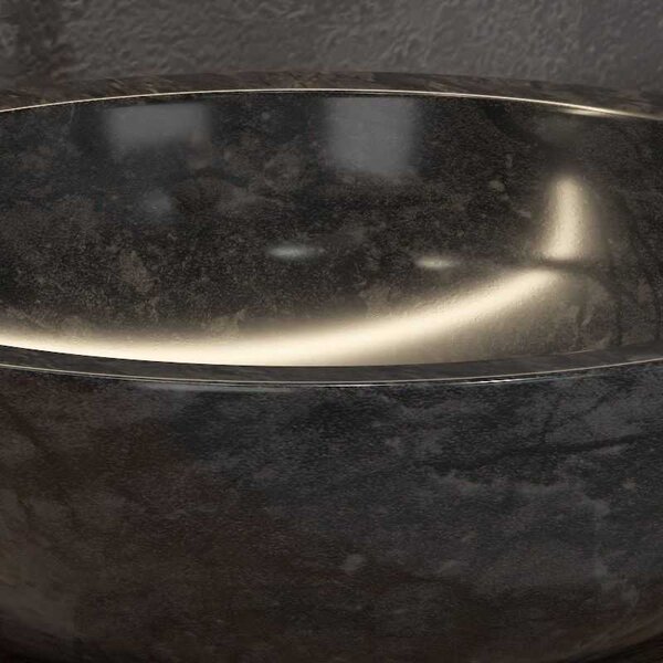 Lavabo bagno design da appoggio in marmo nero 40cm | Litos-EN40 - KAMALU