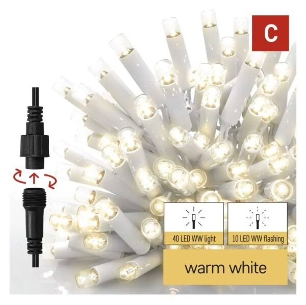 Catena luminosa LED per esterni 50xLED/3x0,4m IP44 bianco caldo