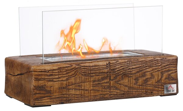 Camino a Bioetanolo da Tavolo 33x16x18 cm Serbatoio da 0.15L Legno Naturale