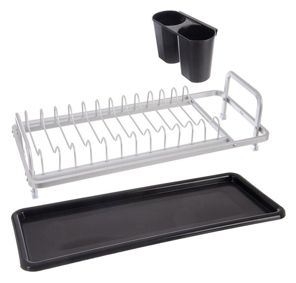Scolapiatti bianco e nero in metallo 41,5x17 cm Deluxe – Orion