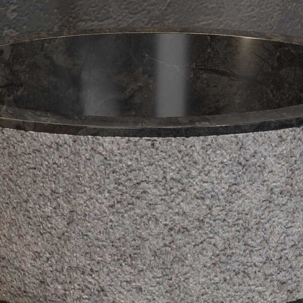 Kamalu lavabo bagno design rotondo in marmo nero 40cm | litos-tn40