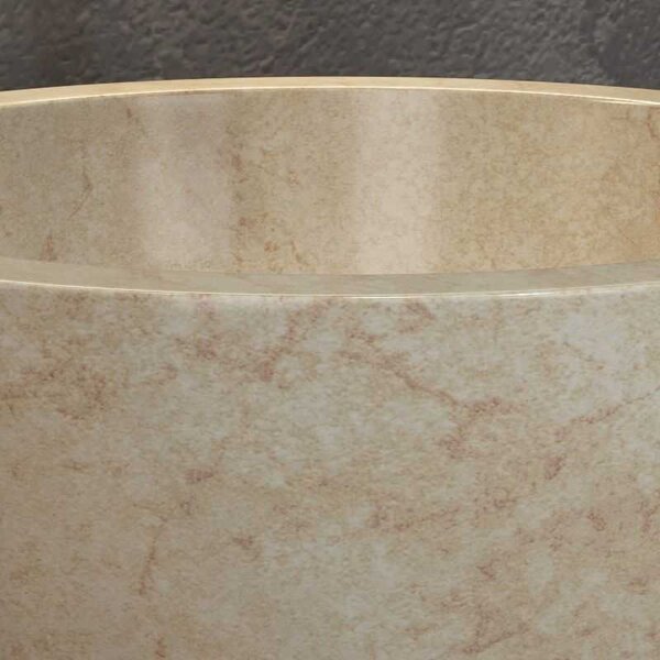 Kamalu lavabo bagno design a ciotola in marmo colore crema 40cm | litos-lc40