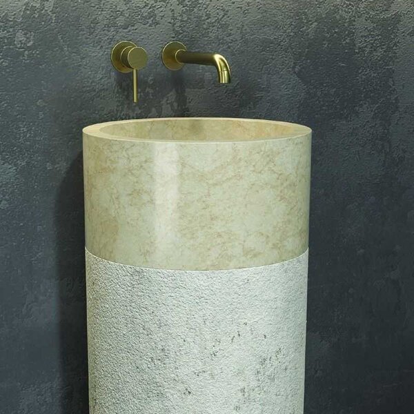 Lavabo da terra con doppia texture color crema altezza 90cm | Litos-BC40 - KAMALU