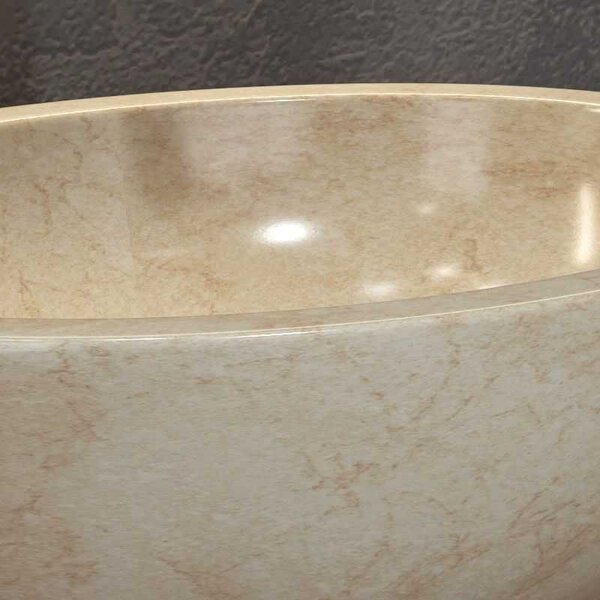 Kamalu lavabo bagno design ovale in marmo beige 45cm | litos-lec40