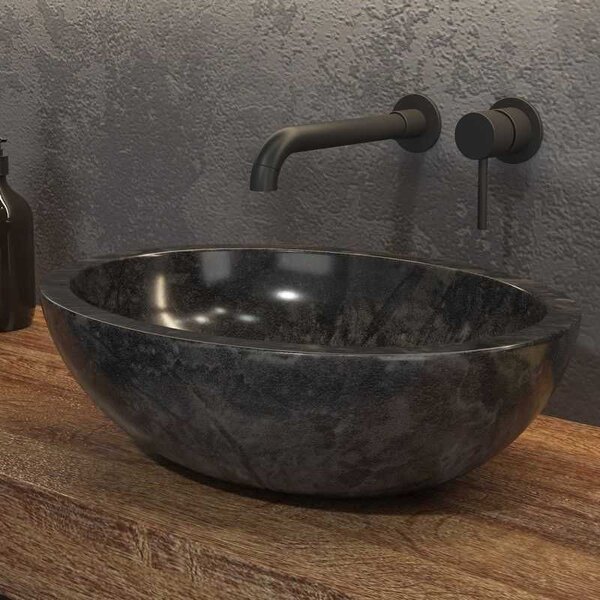 Lavabo in marmo colore nero 45cm | Litos-LEN40 - KAMALU