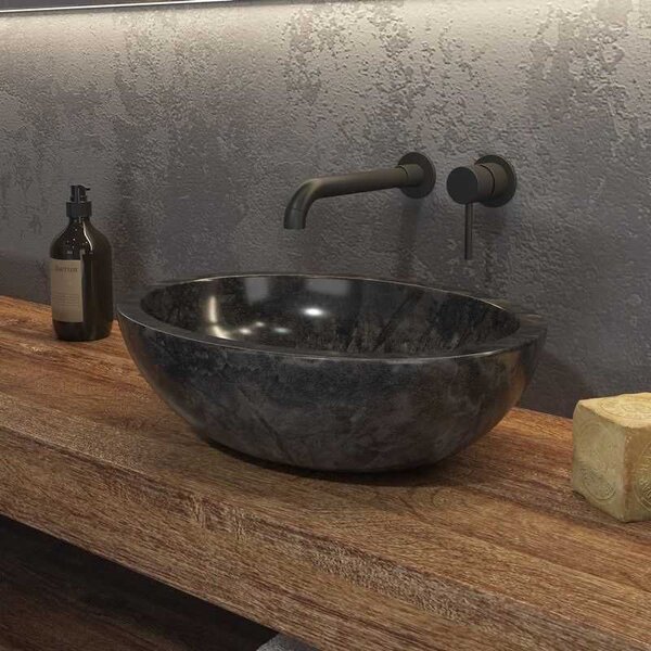 Lavabo in marmo colore nero 45cm | Litos-LEN40 - KAMALU