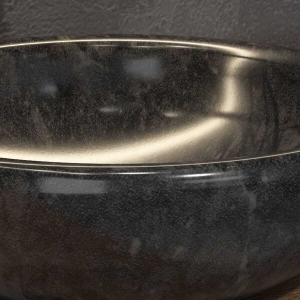 Lavabo in marmo colore nero 40cm con bordo arrotondato | Litos-SC40 - KAMALU