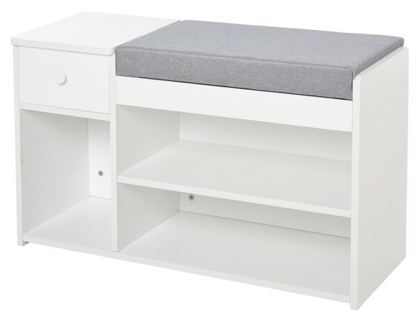 Panca da Ingresso Scarpiera 81x31,5x49 cm in Legno Bianco
